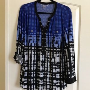 Long Sleeve Tunic with roll sleeve button tabs